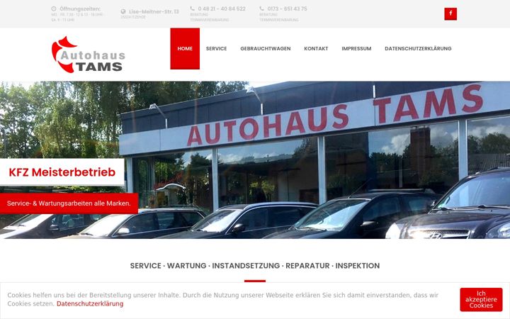 Екранна снимка на autohaus-tams.de