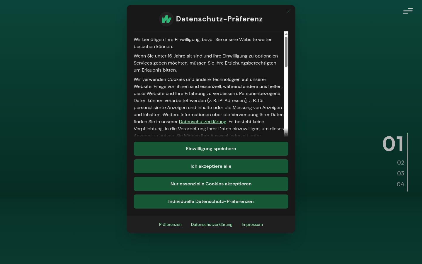 Screenshot tal-banner tal-kunsens muri qabel kwalunkwe interazzjoni