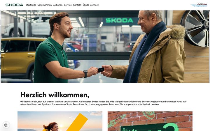 Kuvakaappaus sivustosta autohaus-westend.skoda-auto.de
