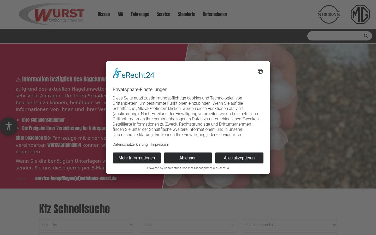 Captura de ecrã do banner de consentimento apresentado antes de qualquer interação