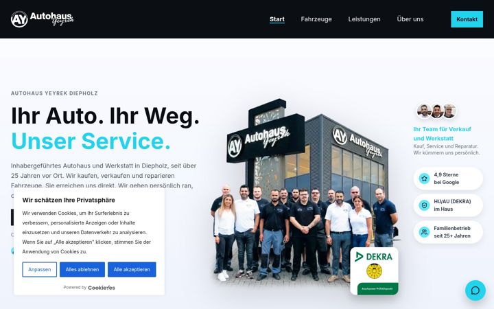 Captura de pantalla de autohaus-yeyrek.de
