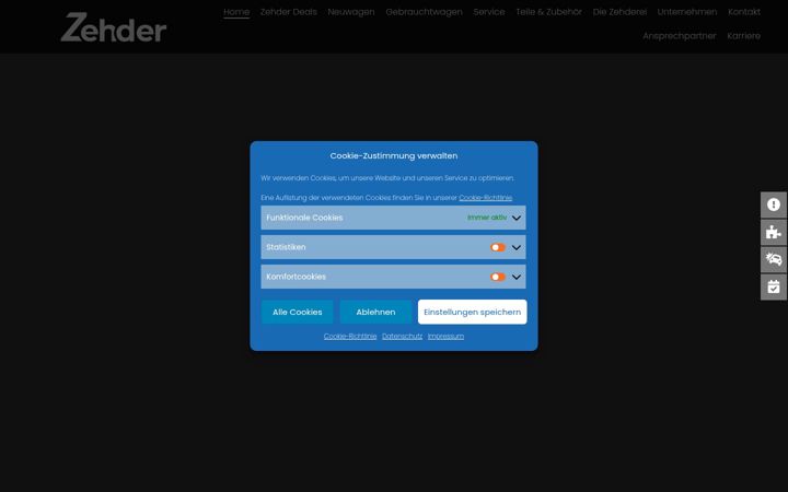 Captura de pantalla de autohaus-zehder.de