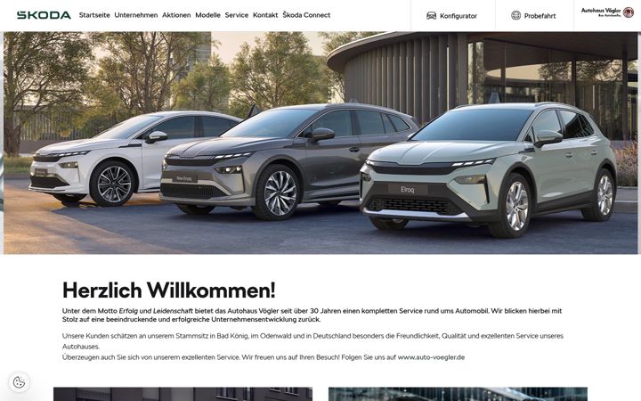 Screenshot of autohausvoegler.skoda-auto.de