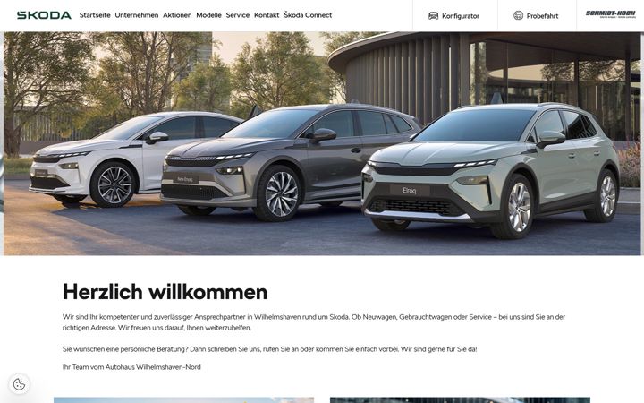 Screenshot of autohauswilhelmshaven.skoda-auto.de