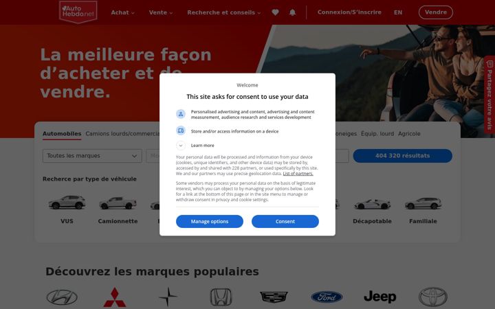 Screenshot van autohebdo.net