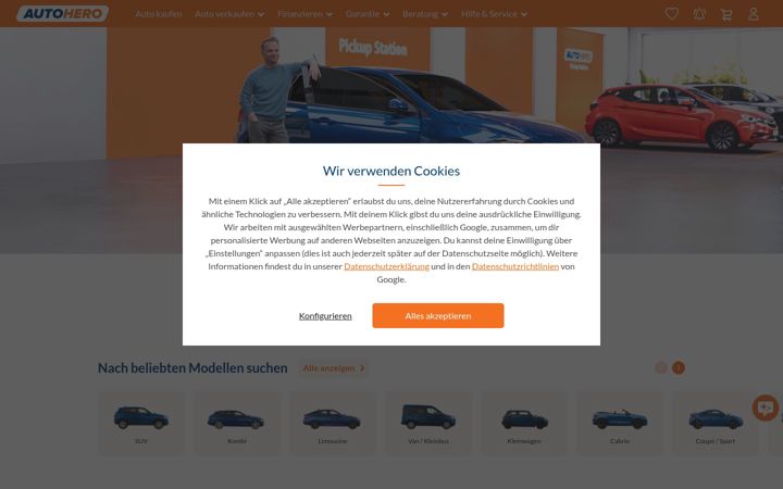 Snímek obrazovky autohero.com