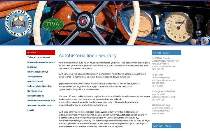 Screenshot of autohistoriallinenseura.fi