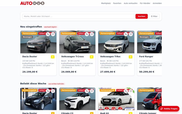 Screenshot of autohub.de
