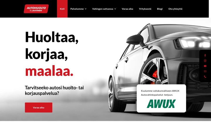 Ekraanipilt saidist autohuoltolahtinen.fi