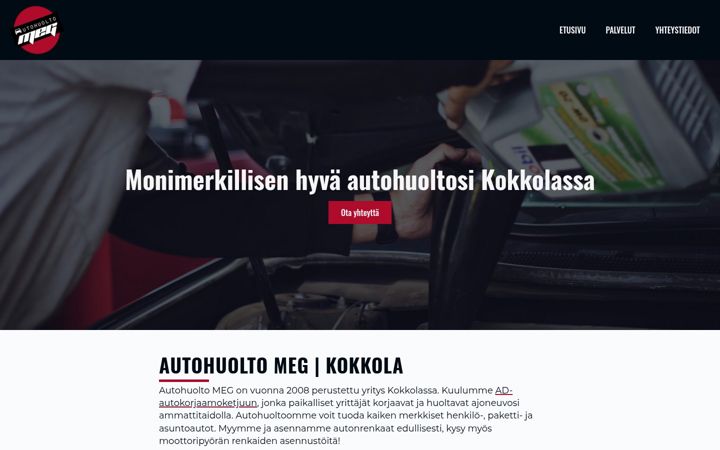 Screenshot of autohuoltomeg.com
