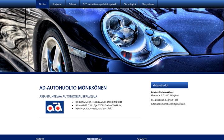 Screenshot of autohuoltomonkkonen.fi