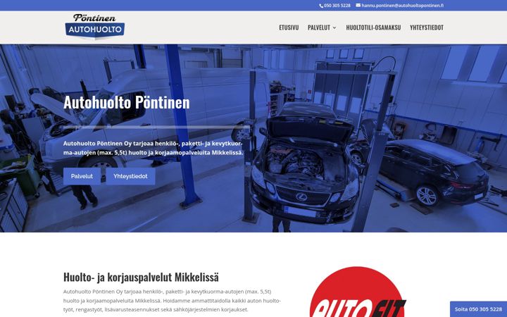 Ekraanipilt saidist autohuoltopontinen.fi