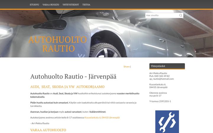 Screenshot of autohuoltorautio.fi