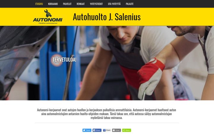 Ekraanipilt saidist autohuoltosalenius.fi