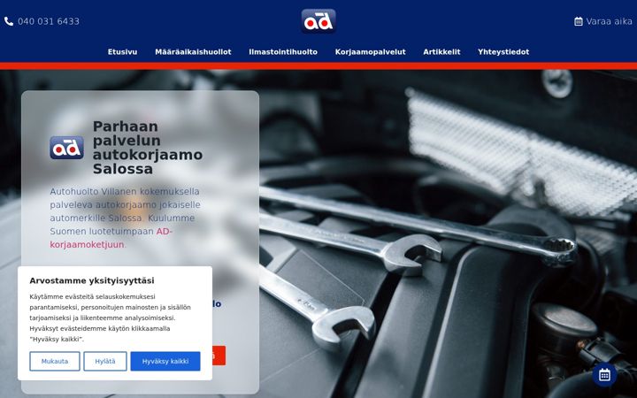 Ekraanipilt saidist autohuoltovillanen.fi