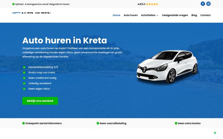 Snímek obrazovky autohurenkreta.nl