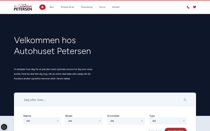 Snímek obrazovky autohusetpetersen.dk