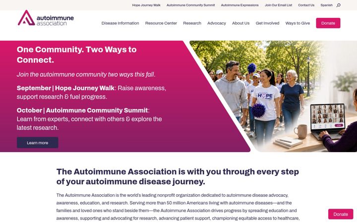 Screenshot of autoimmune.org
