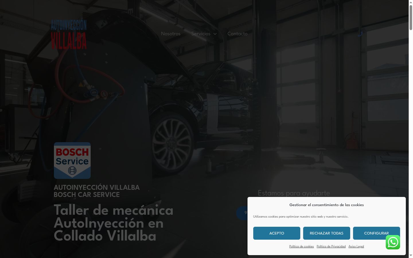 Captura de pantalla del banner de consentimiento mostrado antes de cualquier interacción