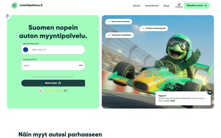 Screenshot of autokilpailutus.fi