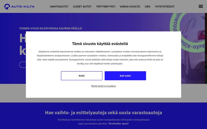 Screenshot stránky autokilta.fi