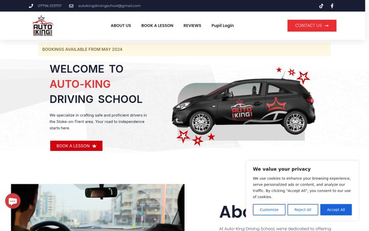 Screenshot of autokingdrivingschool.com