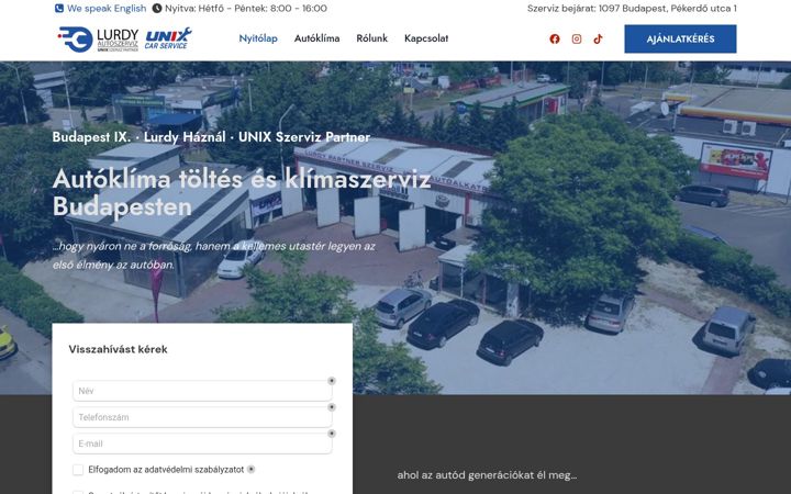 Snimka zaslona za autoklimabudapest.com