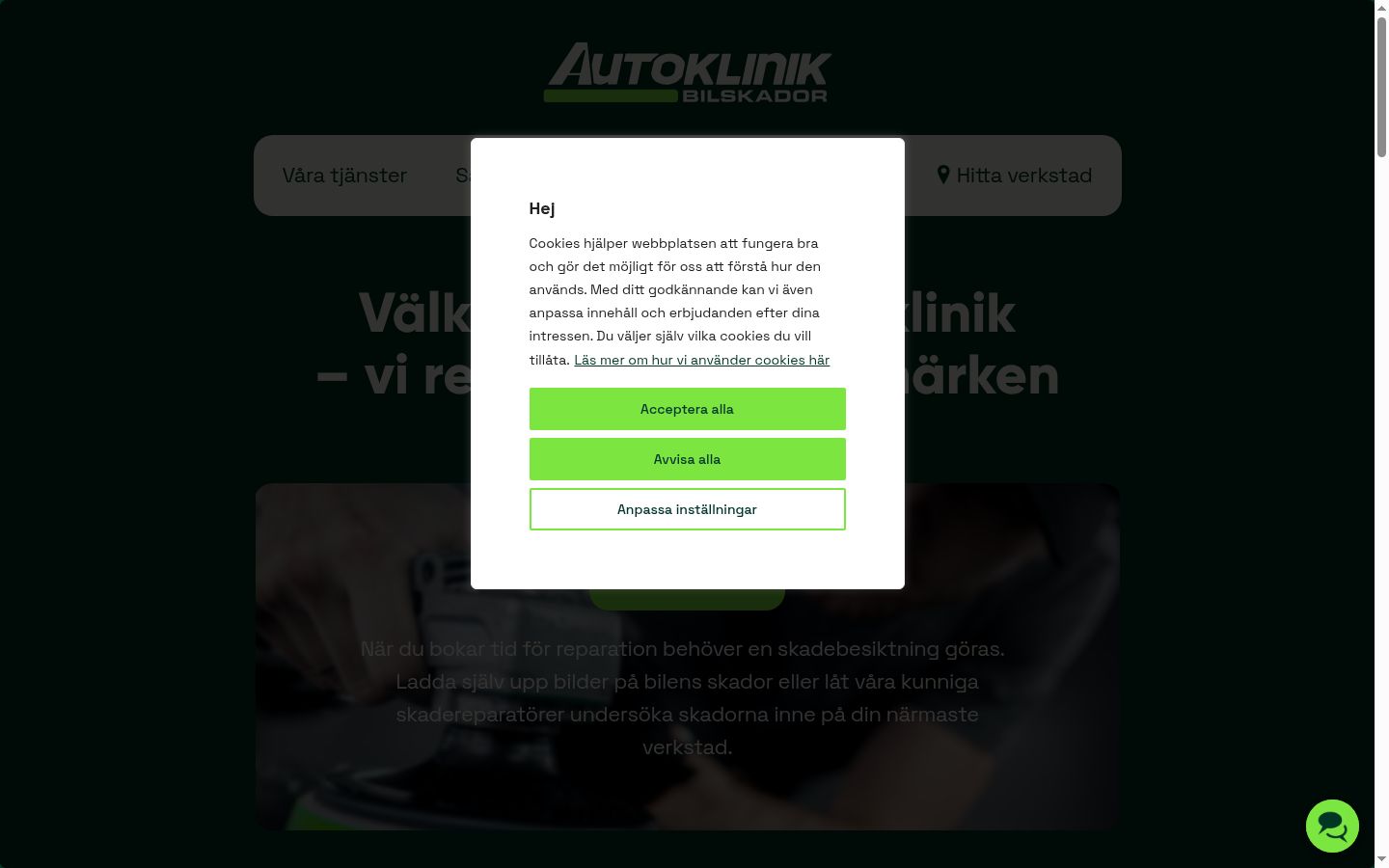 Screenshot del banner di consenso mostrato prima di qualsiasi interazione