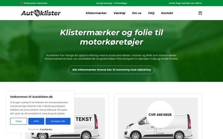 Screenshot of autoklister.dk