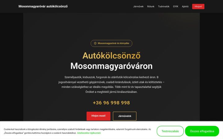 Screenshot of autokolcsonzomosonmagyarovar.hu