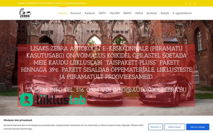 Screenshot van autokoolzebra.eu
