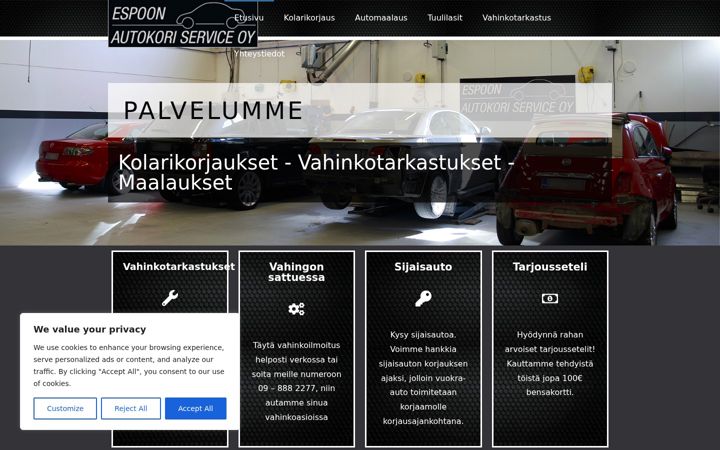 Screenshot van autokoriservice.fi