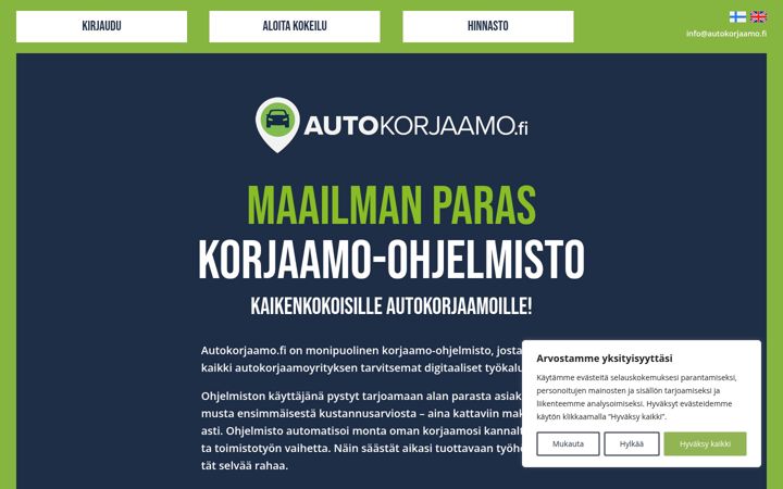 Screenshot van autokorjaamo-ohjelmisto.fi