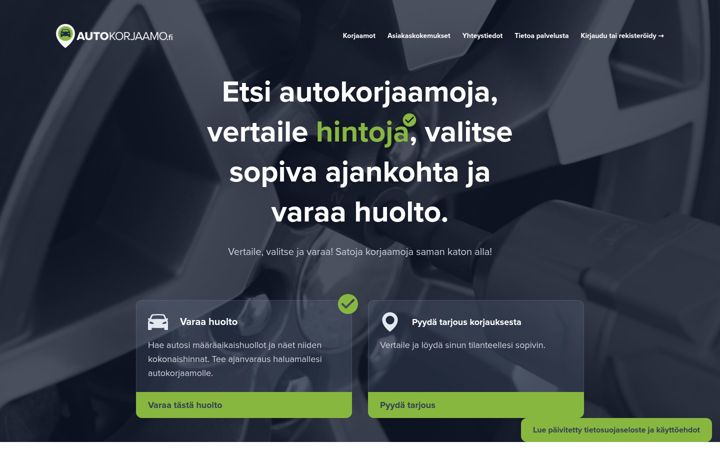 Screenshot van autokorjaamo.fi
