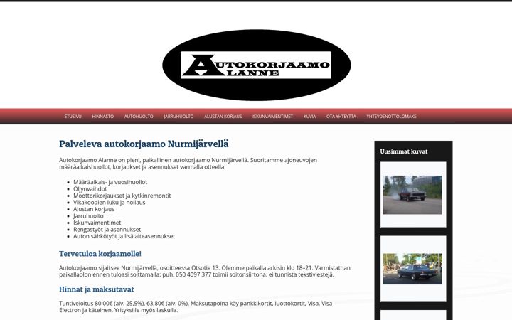Screenshot of autokorjaamoalanne.net