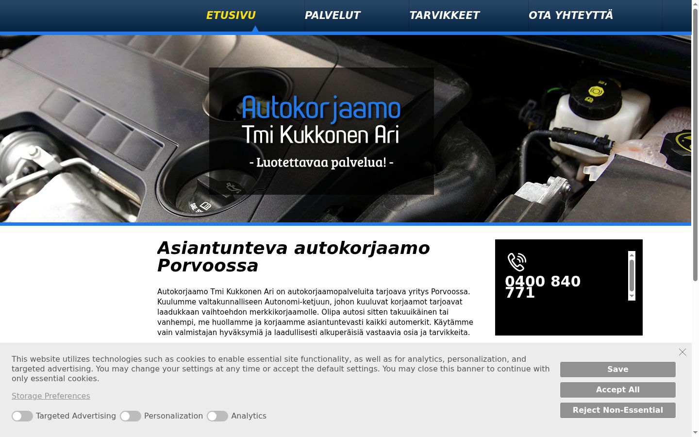 Snimka zaslona bannera za privolu prikazanog prije bilo kakve interakcije