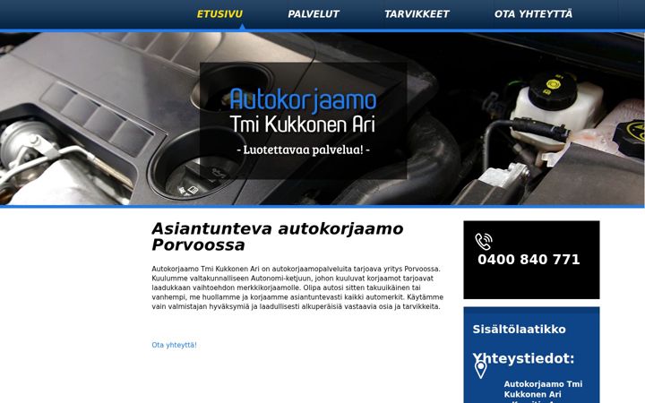 Screenshot van autokorjaamokukkonen.com