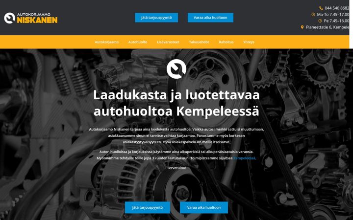 Screenshot of autokorjaamoniskanen.fi