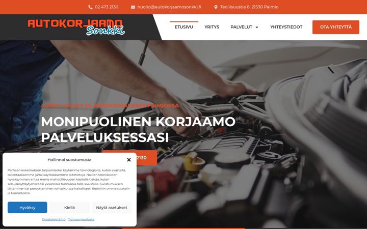 Screenshot of autokorjaamosonkki.fi