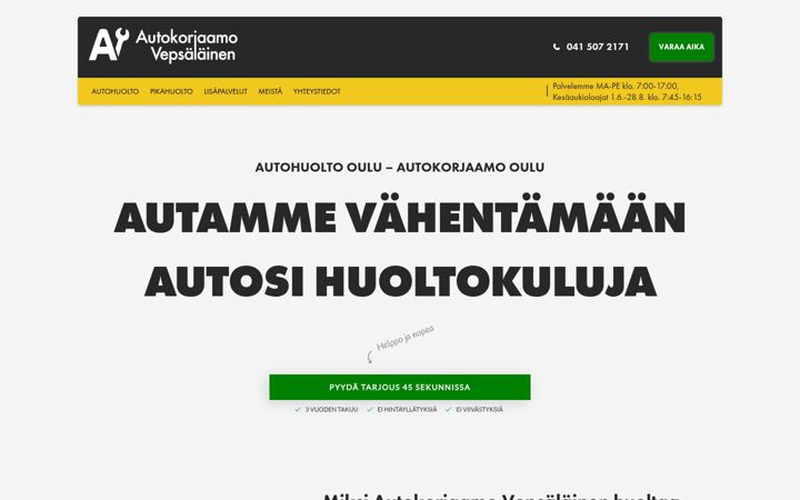 Screenshot of autokorjaamovepsalainen.net