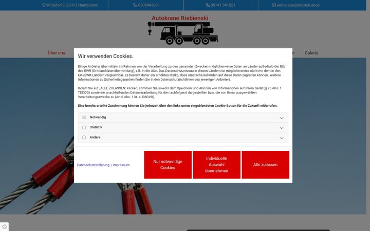 Screenshot of autokrane-riebienski.de
