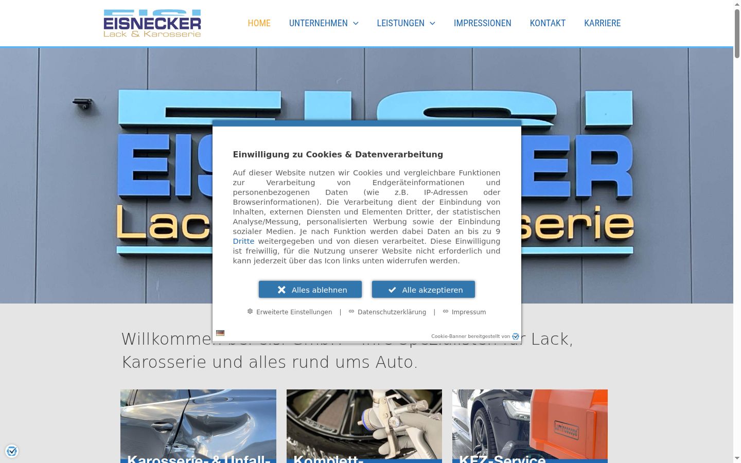 Screenshot tal-banner tal-kunsens muri qabel kwalunkwe interazzjoni