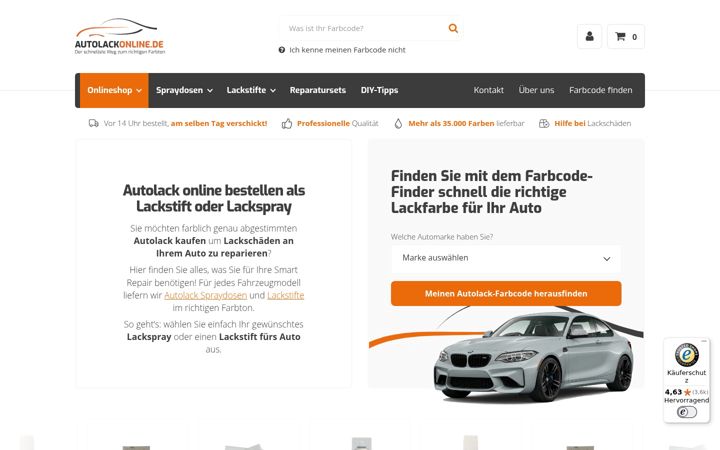 Screenshot of autolackonline.de