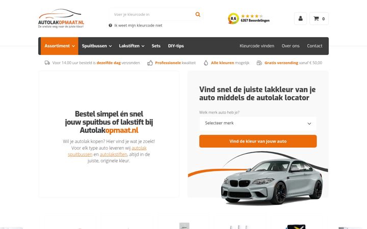 Captura de pantalla de autolakopmaat.nl