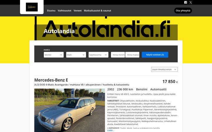 Screenshot of autolandia.fi