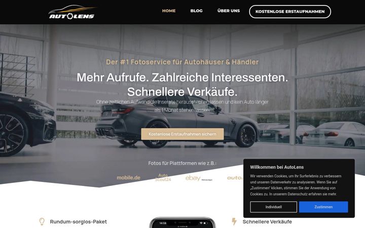 Screenshot of autolens.de