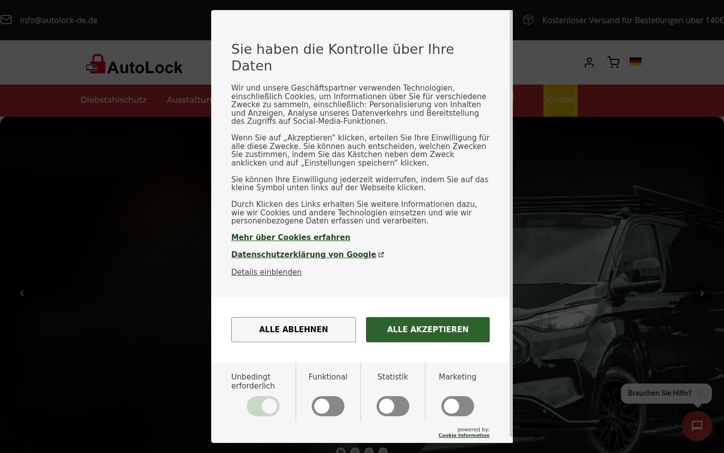 Képernyőkép a bármilyen interakció előtt megjelenő hozzájárulási bannerről