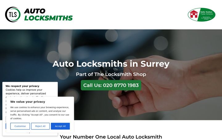 Screenshot of autolocksmith-surrey.co.uk