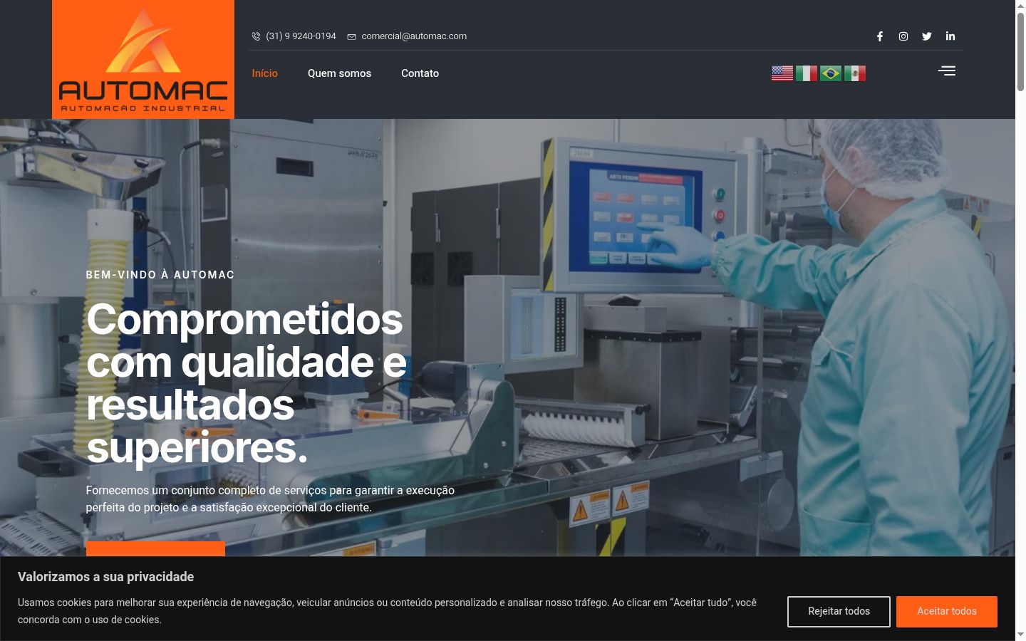 Screenshot del banner di consenso mostrato prima di qualsiasi interazione