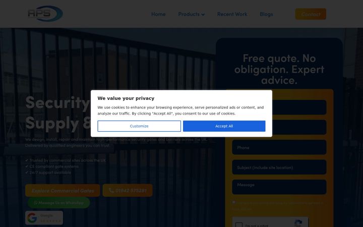 Screenshot stránky automatedperimetersecurity.co.uk
